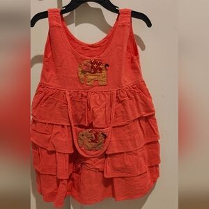 Kids Casual Elephant Dress - Orange